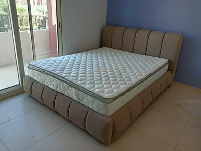 Luxurious Fabric King Bed with Mattress