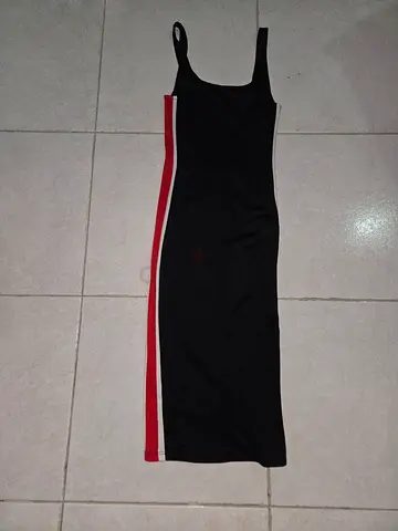 Stylish Black Dress with Red Accents