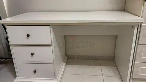 Home center Minimalist White Study Desk with Drawers