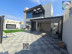 luxurious villa with a stunning architectural design, located opposite Ajman Academy and next to a m