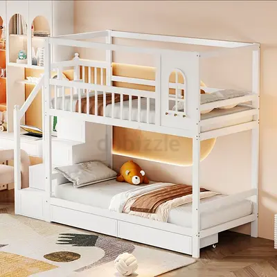 Stylish White Bunk Bed for Kids