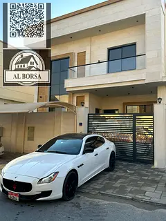 Villa for rent in Al Yasmin, Ajman: 5 bedrooms, living room, majlis, kitchen, and maid's room.