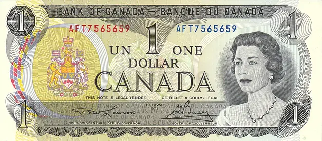 CANADA 1 DOLLAR BANKNOTE 1973
