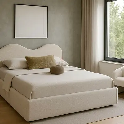 Elegant Beige Bed  for a Cozy Bedroom