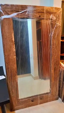 Mirror with Railway Wood Frame