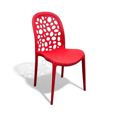 Modern Red Plastic Dining Chair | Stylish Perforated Back | Durable  Lightweight | Stackable Chair