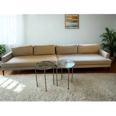 Modern and Comfortable Sofa with Glass Tables - West Elm