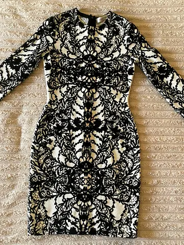 Valentino dress, black  white with long sleeves, medium size