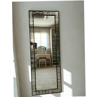 Elegant Full-Length Mirror with Decorative Border
