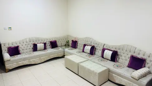 Elegant L-Shaped Sofa Set with Ottoman