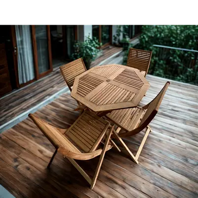 Stylish Octagonal Wooden Dining Table with Chairs