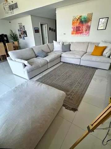 Perfect Condition Home Center Swin feather 🪶 filled Corner Sofa with footstool