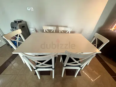 Charming White Dining Table Set with Chairs
