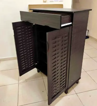 Stylish Storage Cabinet with Louvered Doors