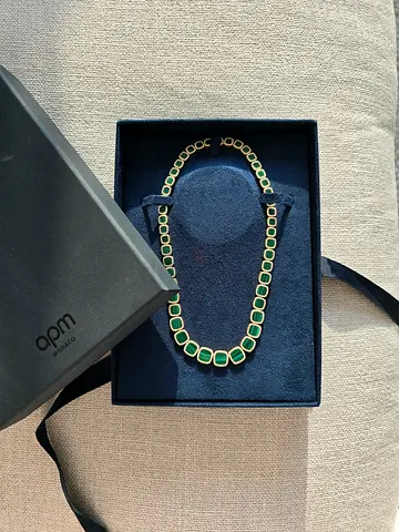 APM MONACO GOLD/MALACHITE NECKLACE