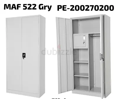 Sturdy Grey Wardrobe with Shelves