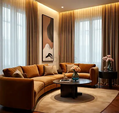 Elegant curtain  blinds for a Cozy Living Room