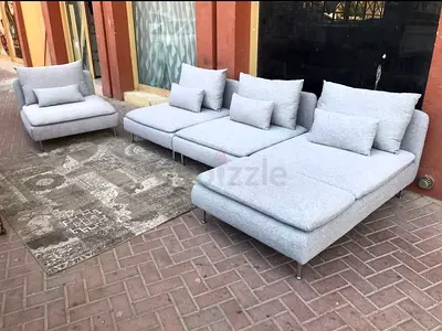 Ikea Sodhremn L Shape Sofa four Seater Sofa light gray