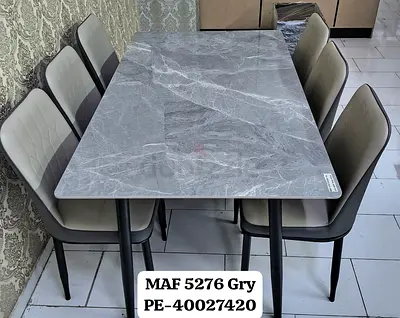 Stylish Grey Dining Table with Modern Chairs