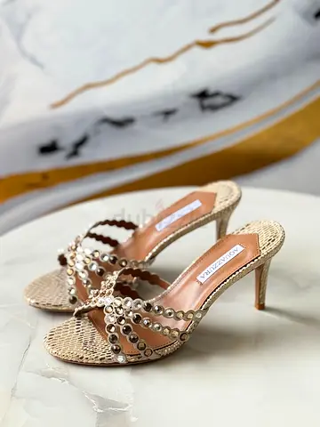 Luxury Aquazzura AAA+ Quality Heels | Gold Embellished | Size:36 to 41