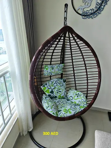 Cozy Swing Chair with Floral Cushions
