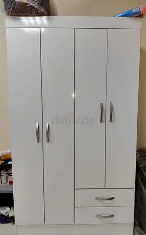 Sleek Modern White Wardrobe with Drawers