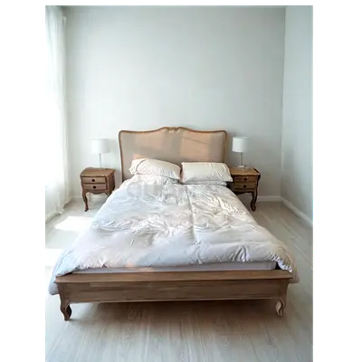 Elegant Wooden Bed Frame with Nightstands