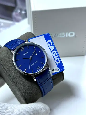 Stylish Casio Blue Leather Strap Watch