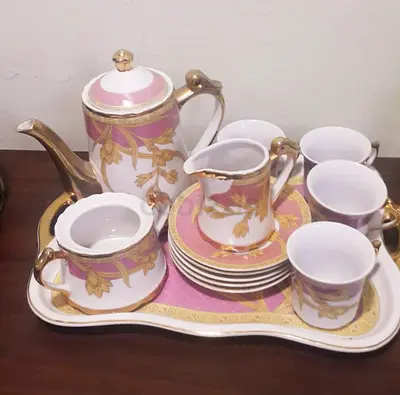 Elegant Vintage Tea Set with Tray
