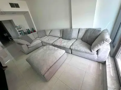 Pan home pianca feather 🪶 filled Modular Living room Sofa with footstool