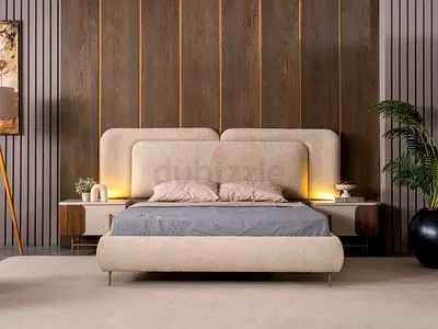 Elegant Upholstered Bed with Nightstands