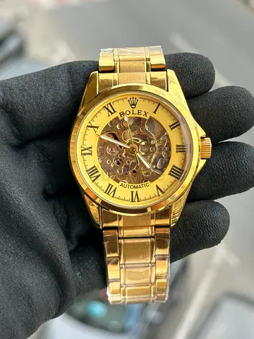 Authentic Rolex Automatic Watch - Gold with Skeleton Design