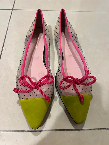 Pretty Ballerinas Tyra Green Pink Mesh Flats