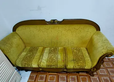 Vintage Yellow Upholstered Sofa