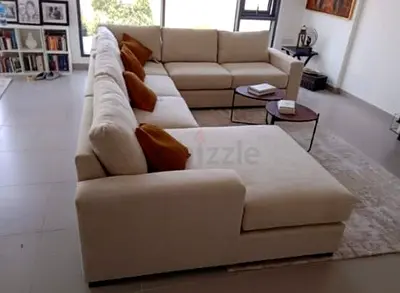 Comfortable L-Shaped Sofa in Neutral Color