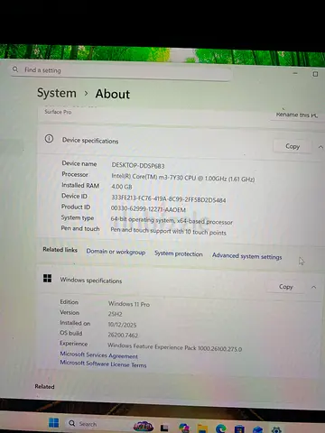 Surface Pro 5, Core m3, 4GBRM 128gb