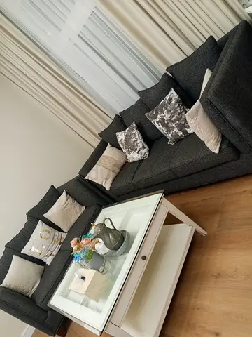 Modern Grey Sofa Set with Elegant Coffee Table