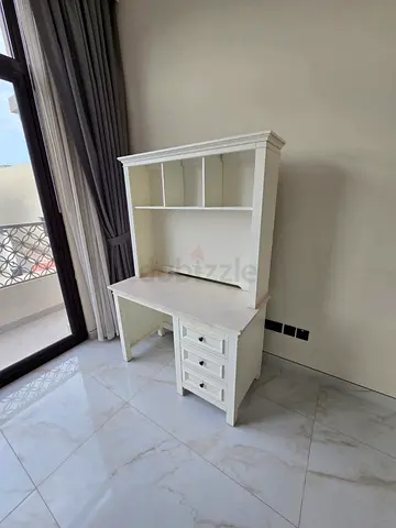 Charming White Study Table with Storage