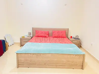 Comfortable King Size Bed 180*200 without mattress and with Nightstands and Dresser with mirror