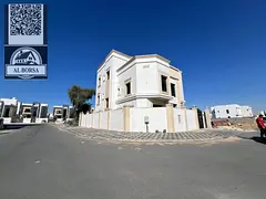 Corner villa for rent in Al Zahia area, 6 rooms, majlis, hall and roof, personal finishing, first oc