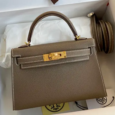 Hermes Kelly Mini II Sellier In Taupe Epsom Calfskin