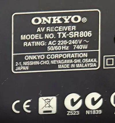 Onkyo TX-SR806 AV Receiver for Sale