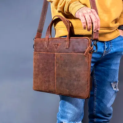 TANNIN LEATHER LAPTOP BAG