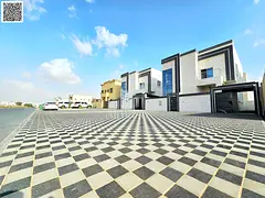 Modern villa with a stone facade, custom finishing, large front yard.