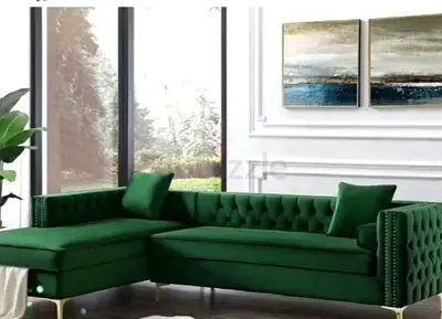 Elegant Green Velvet Corner Sofa for Stylish Living Rooms