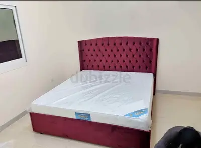Elegant King Size Velvet Bed with Plush Headboard