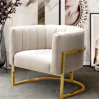 Elegant Cream Accent Chair with Gold Legs