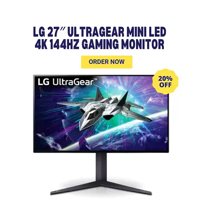 LG 27 Inch UltraGear™ Mini LED 4K UHD Nano IPS 144Hz Gaming Monitor 27GR95UM