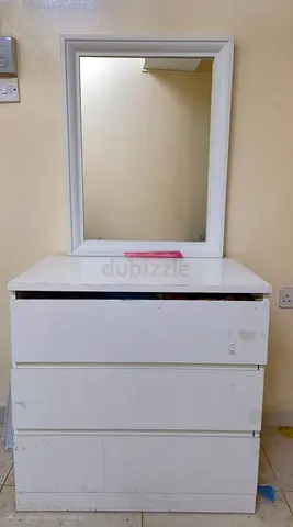 Minimalist White Dresser with Mirror