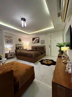 Monthly furnished studio for rent in Ajman, Al Mowaihat 2. The studio is located in a prime and live